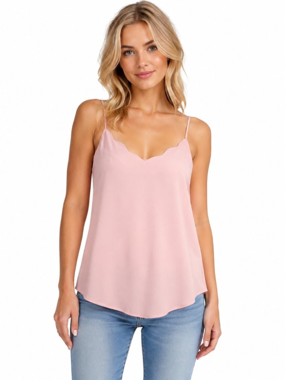 NWT Halogen Pale Pink Scalloped Tank Top/Cami